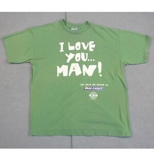 Stanley Desantis Bud Light Graphic Tee Mens Large Green‎ "I Love You Man" USA
